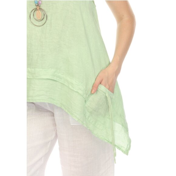 Mint Asymmetrical sleeveless A Line Top - Picture 6 of 6